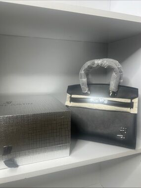 Elegant Black Mini Top-Handle Bag with Silver Hardware